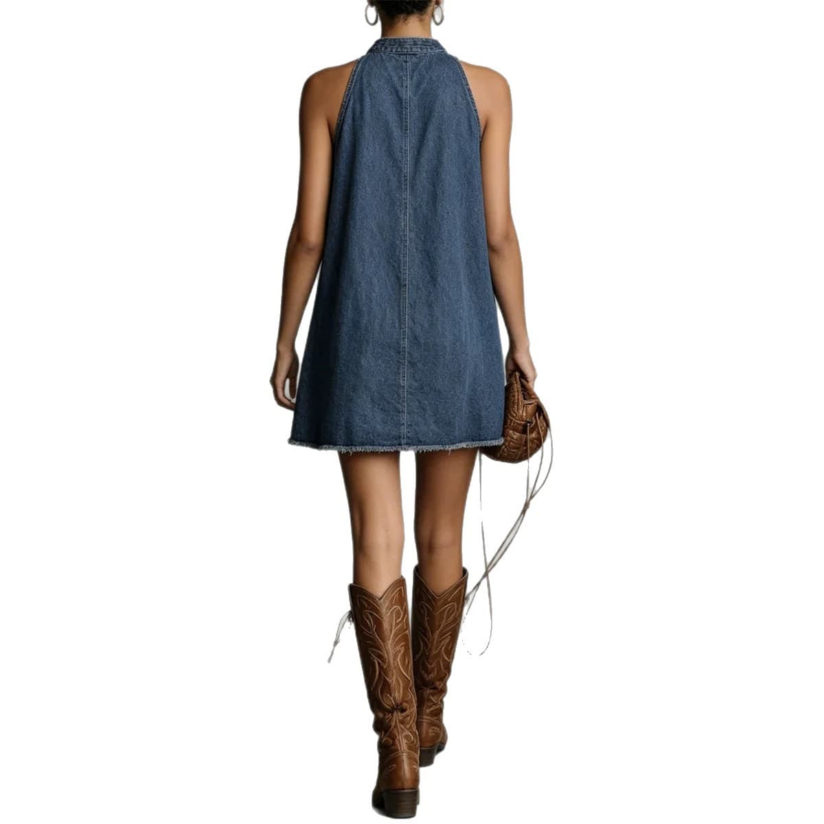 Sleeveless Loose-fitting Casual Denim Dress 6