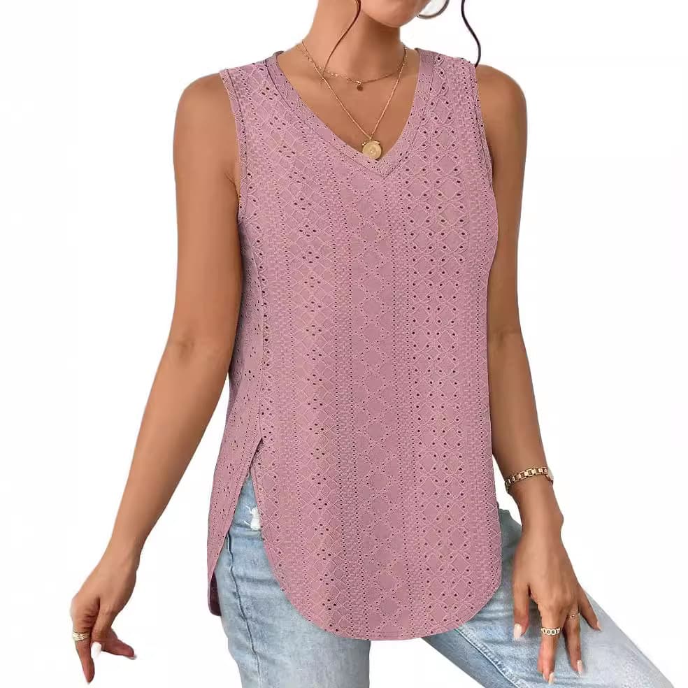 V-neck Vest Hole Hollow-out Sleeveless Top
