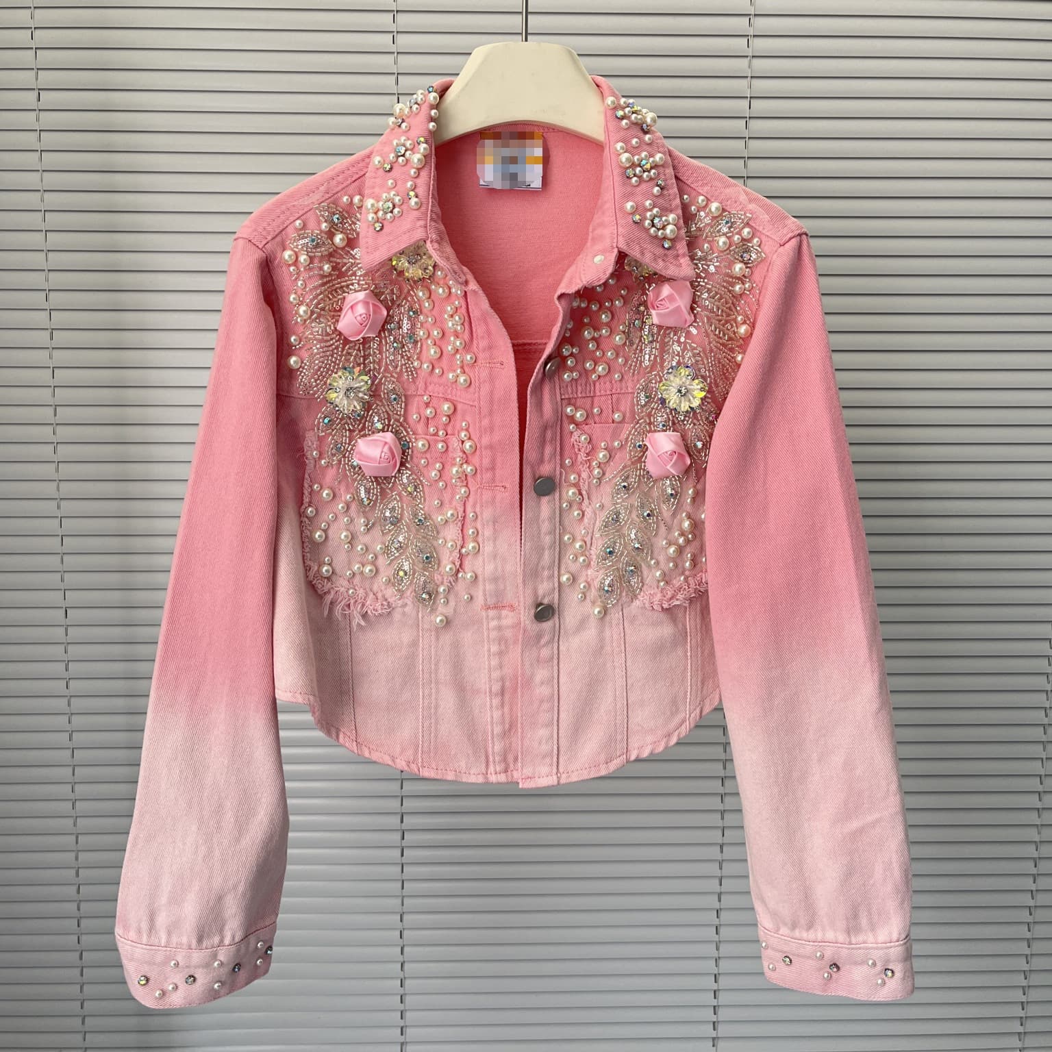Womens Relaxed-fit Versatile Beaded And Sequined Long-sleeve Jacket