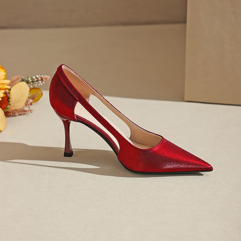 Pointed-toe Solid-color High Heels For Women, Stiletto Heels, New Hollow-out Low-cut Design 9