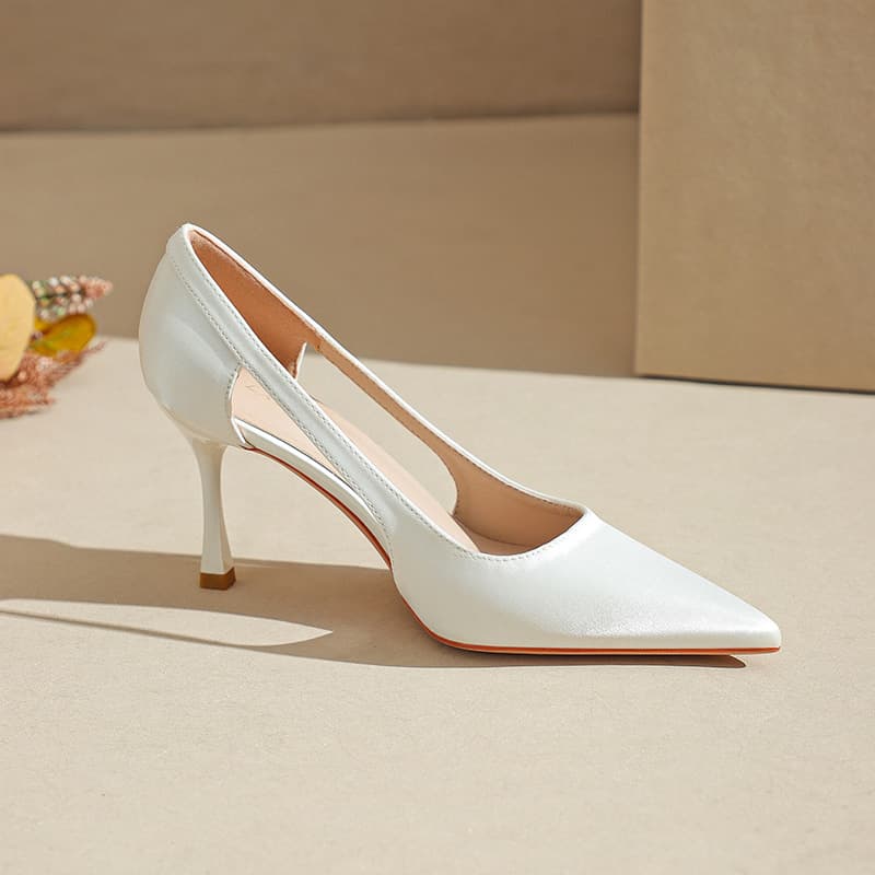Pointed-toe Solid-color High Heels For Women, Stiletto Heels, New Hollow-out Low-cut Design 2