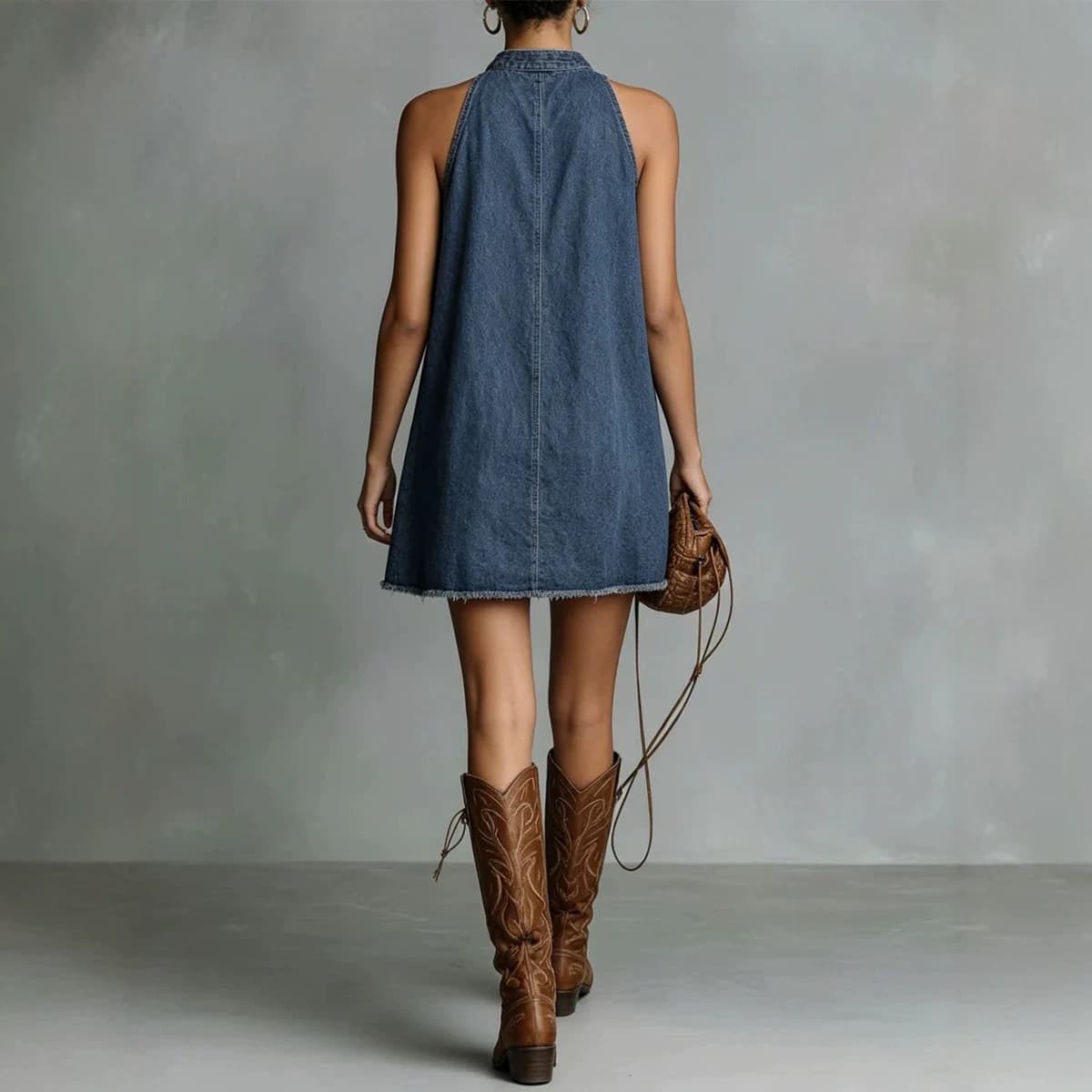 Sleeveless Loose-fitting Casual Denim Dress