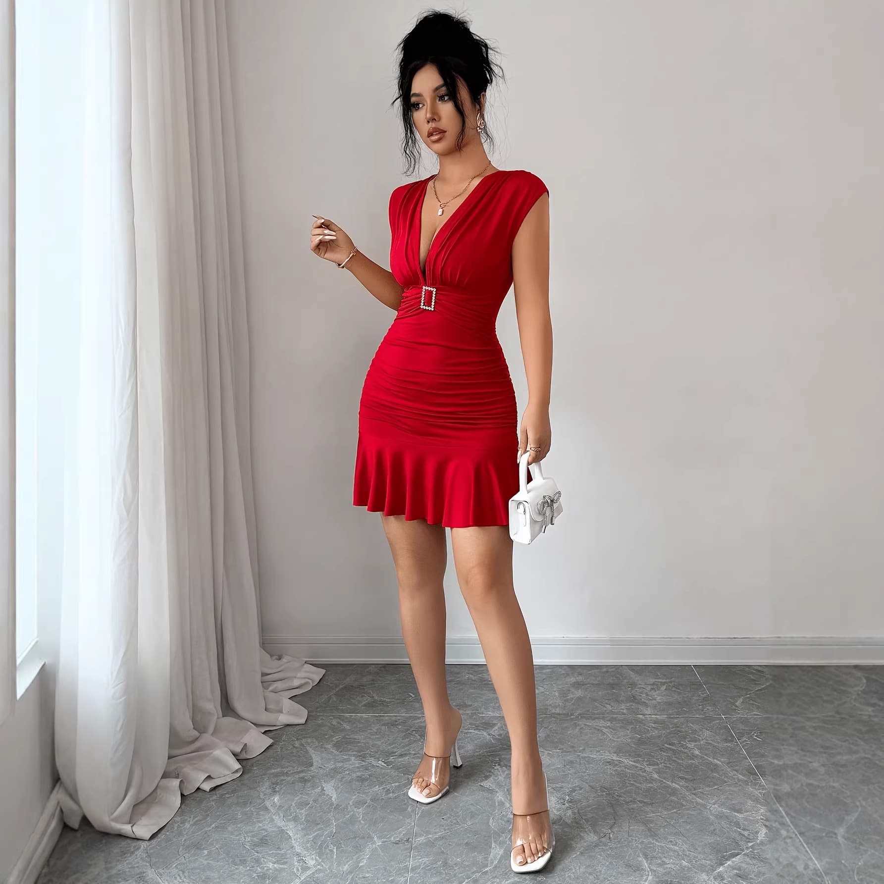 Fishtail Hemline Short Dress For Women