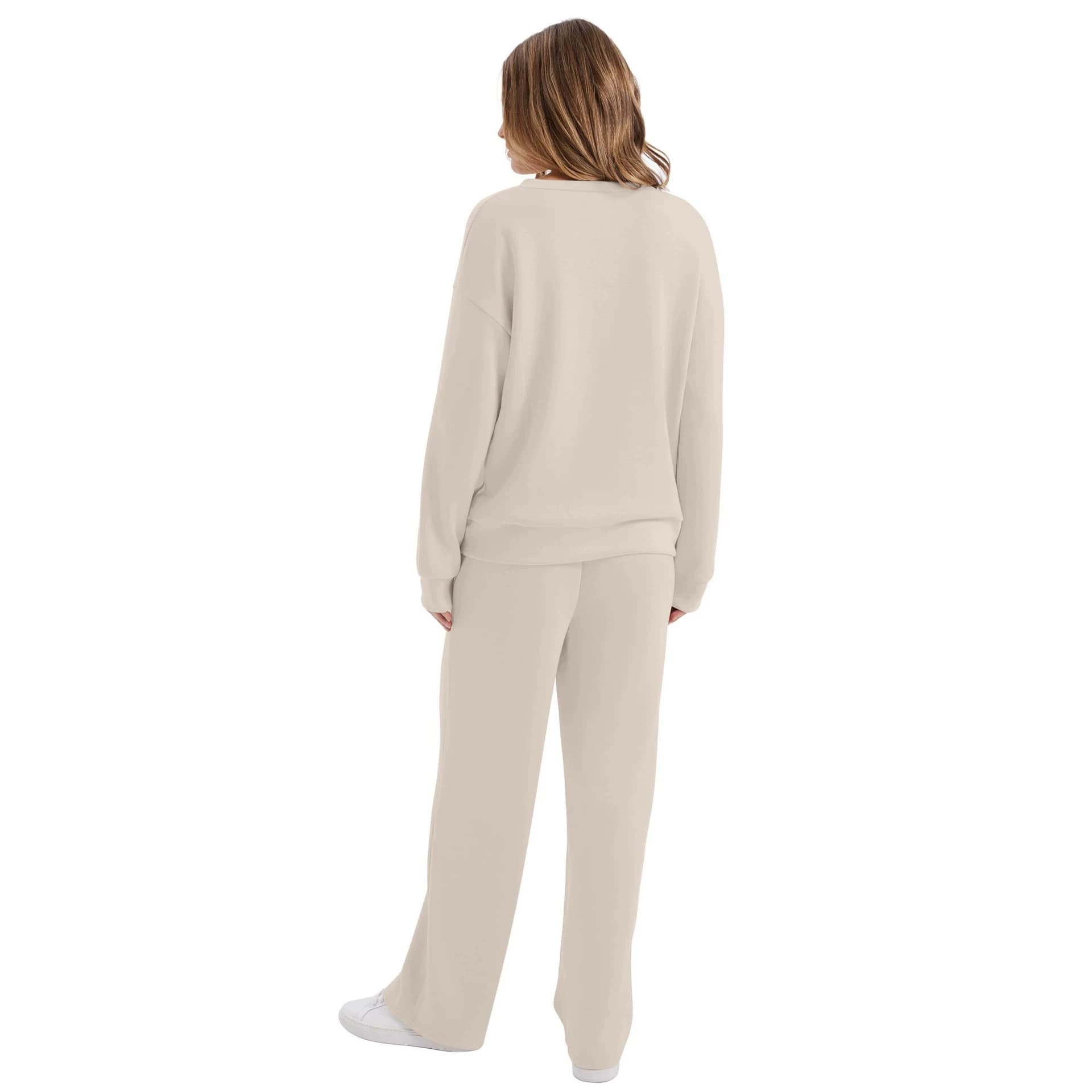 Womens Long-Sleeve Drawstring Casual Pants Set
