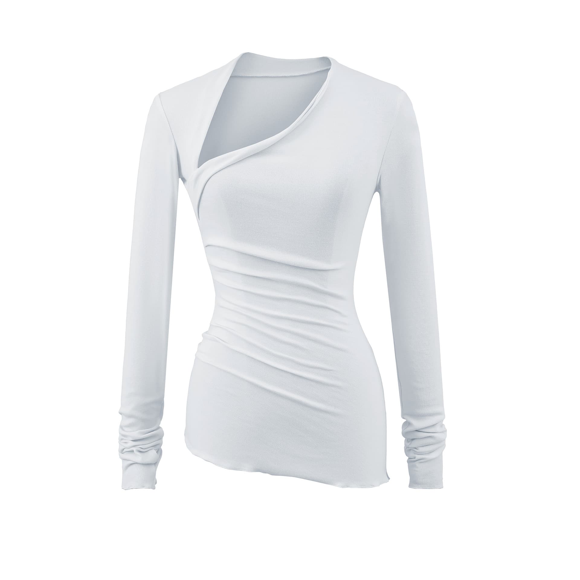 Womens Casual Solid-Color Long-Sleeve T-Shirt
