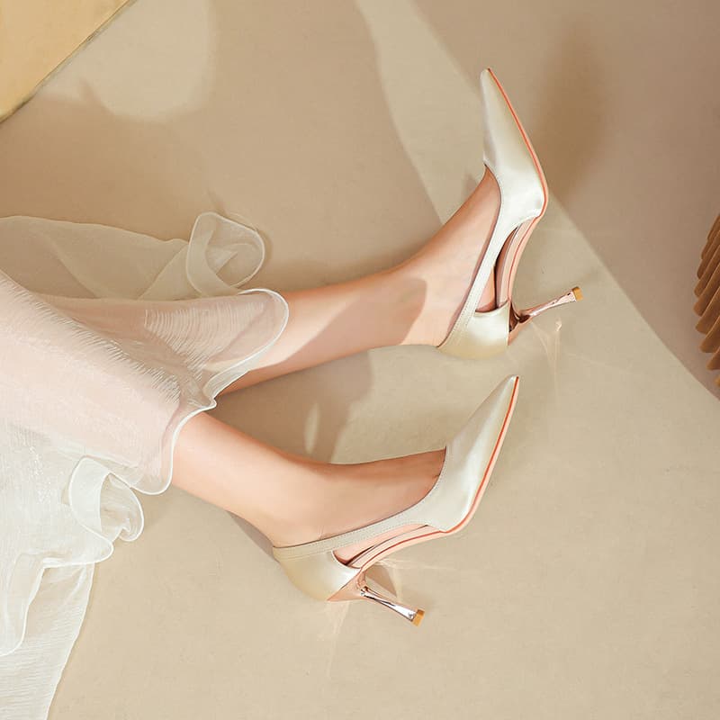 Pointed-toe Solid-color High Heels For Women, Stiletto Heels, New Hollow-out Low-cut Design 11