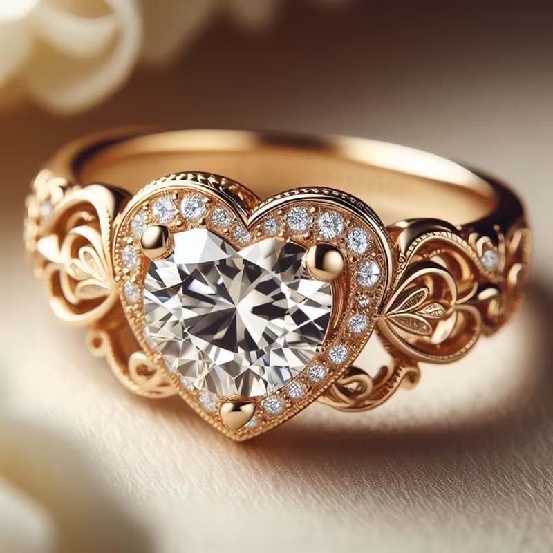New Heart-shaped Zircon Openwork Ring