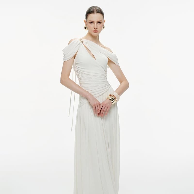 Womens French-style Off-shoulder Casual Dress