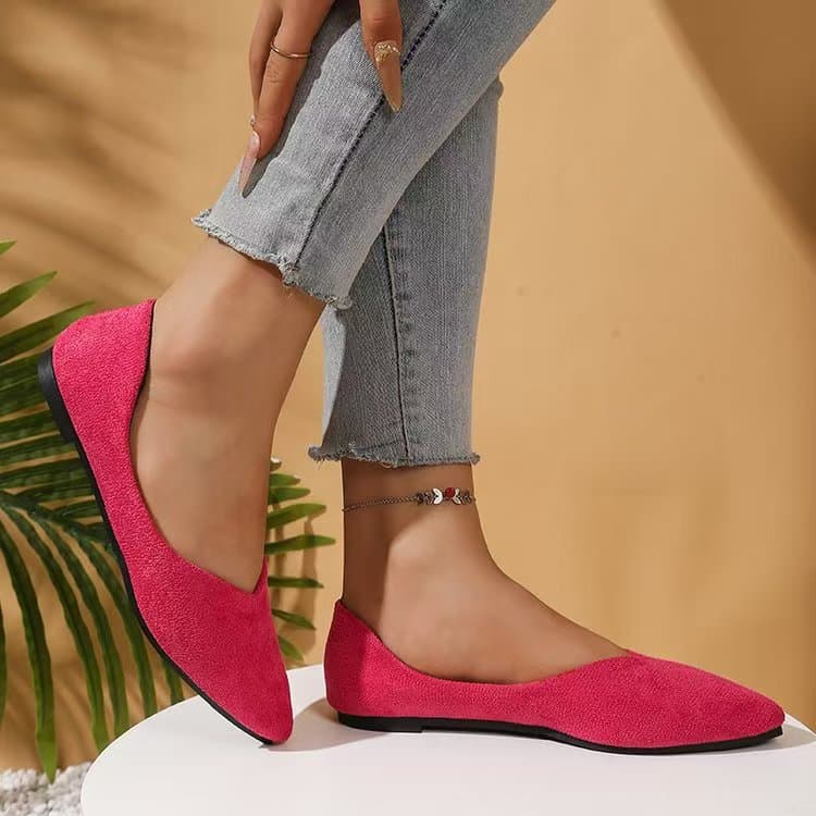 Suede Flat Large-size Womens Shoes European And American Style Pointed-toe Flat Sole