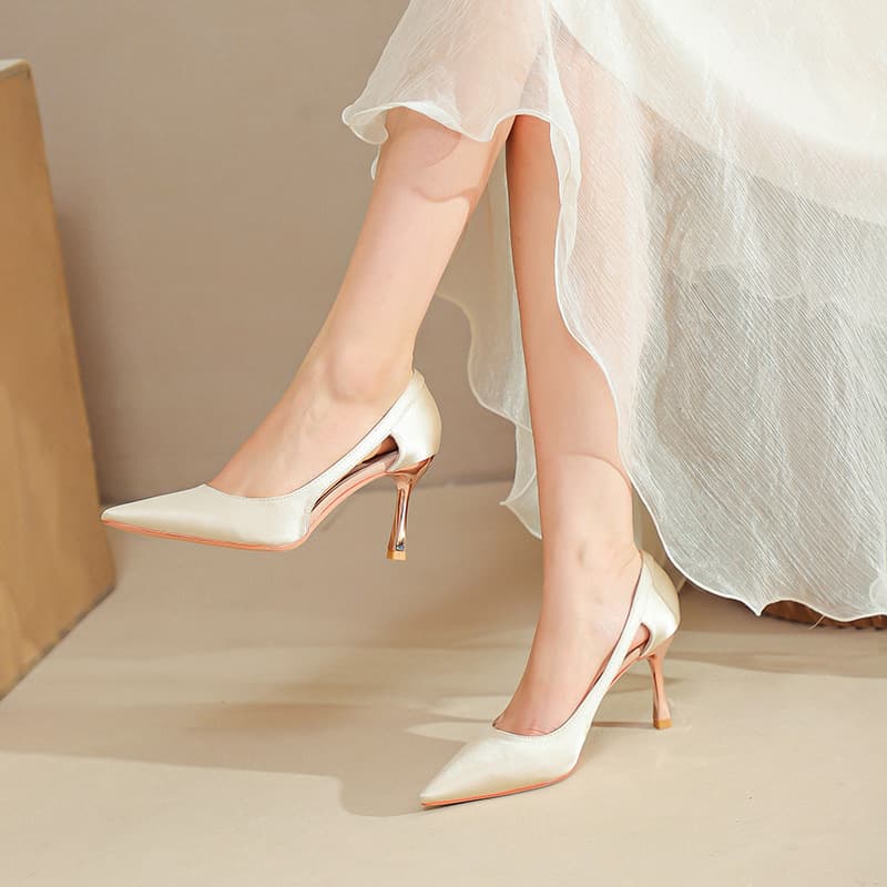 Pointed-toe Solid-color High Heels For Women, Stiletto Heels, New Hollow-out Low-cut Design 5