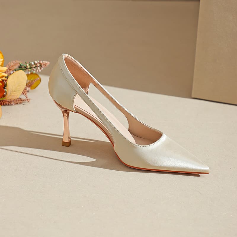 Pointed-toe Solid-color High Heels For Women, Stiletto Heels, New Hollow-out Low-cut Design 6