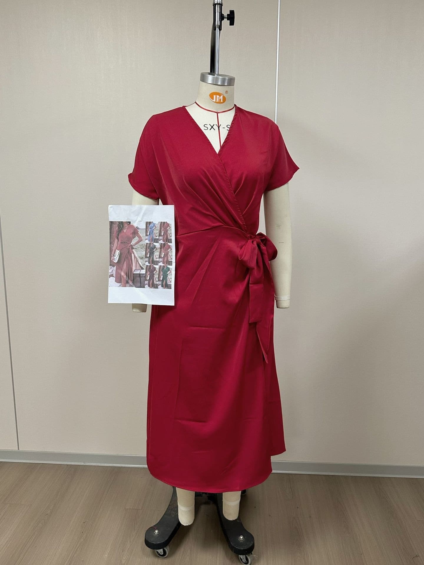 Womens Solid-Color Wrap Dress With Lace-Up Belt 6