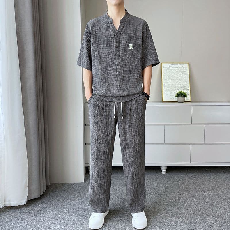 Mens Summer Lightweight Traditional ChineseStyle New Chinesetyle Set