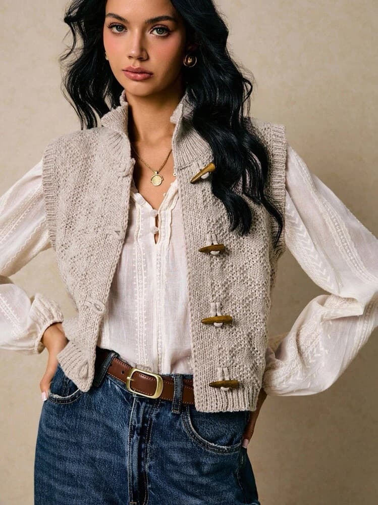 Womens Fashionable And Versatile Knitted Cardigan Coat