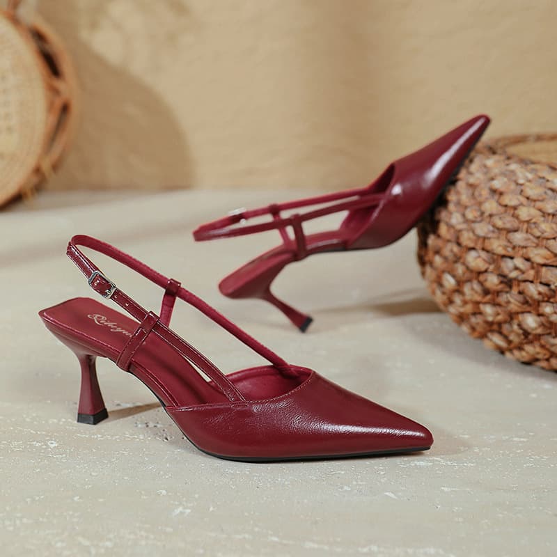 Sexy Wine-red Pointed-toe Sandals 4
