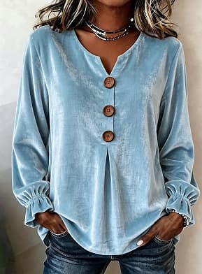 Summer women's V-neck button-up blouse 5