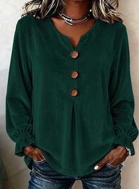 Summer women's V-neck button-up blouse 3