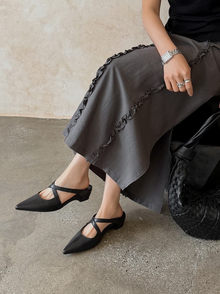 Pointed-toe Closed-toe Mules Outdoor Wedge Sandals For Women 7