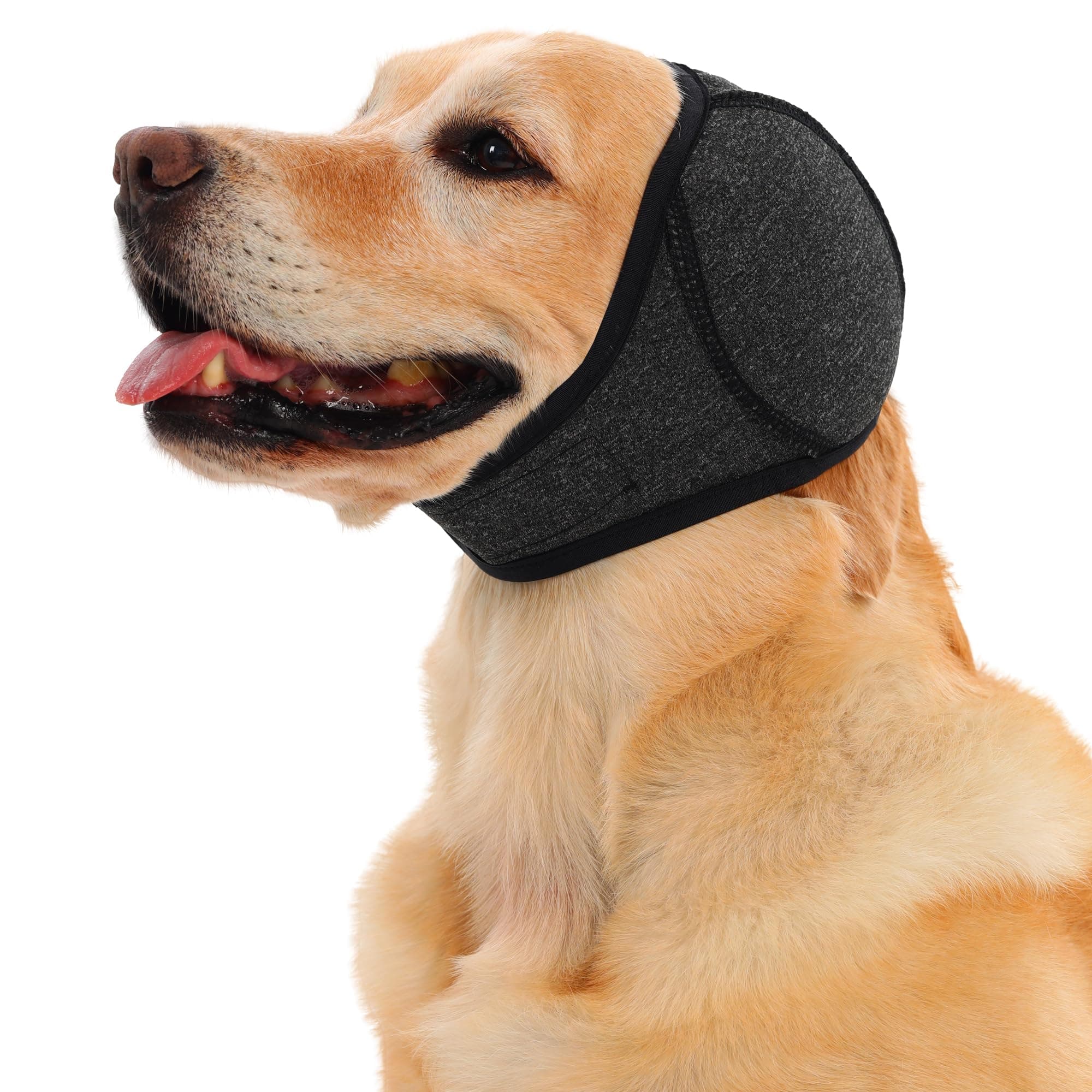 Dog Head Wrap - Quiet Ears For Anxiety, Waterproof Dog Calming Hood, No Shake Ear Cover Snoods For Thunder, Lightning, Fireworks, Vet Visits, Polyester And SBR Diving Fabric 6