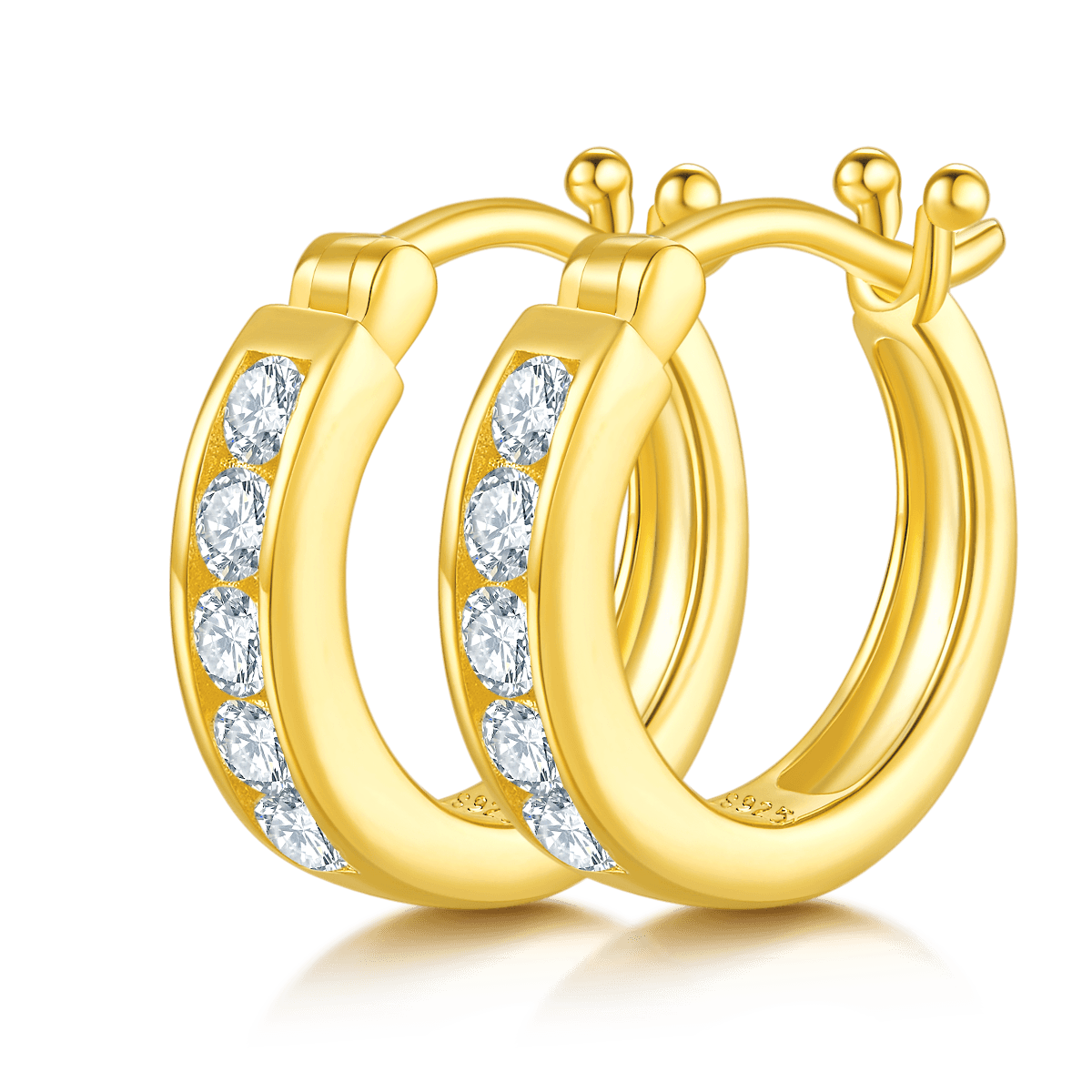 3.3g S925 Sterling Silver 10-Stone Moissanite Hoop Earrings 15.5mm Channel Set Huggie Hoops With GRA, Platinum Plated Jewelry Gift Box Set For Women 6