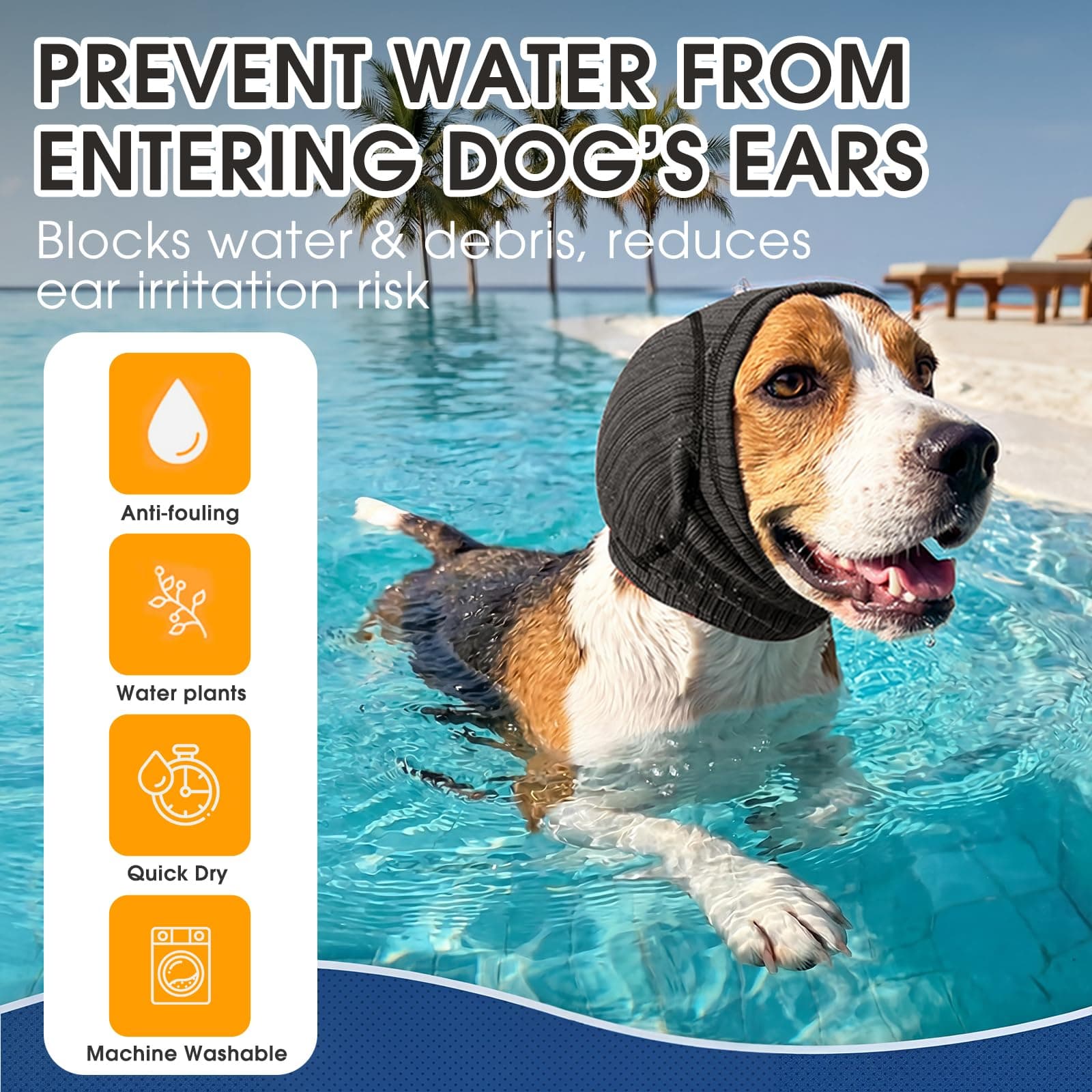 Soft Dog Ear Cover For Loud Noises,Thunderstorm&Fireworks-Dog Ear Wrap Hematoma For Ears Surgery Recovery Prevent Shaking, Scratching-Dogs Head Cover For Bathing, Grooming, Rainy Walks,Swimming 8
