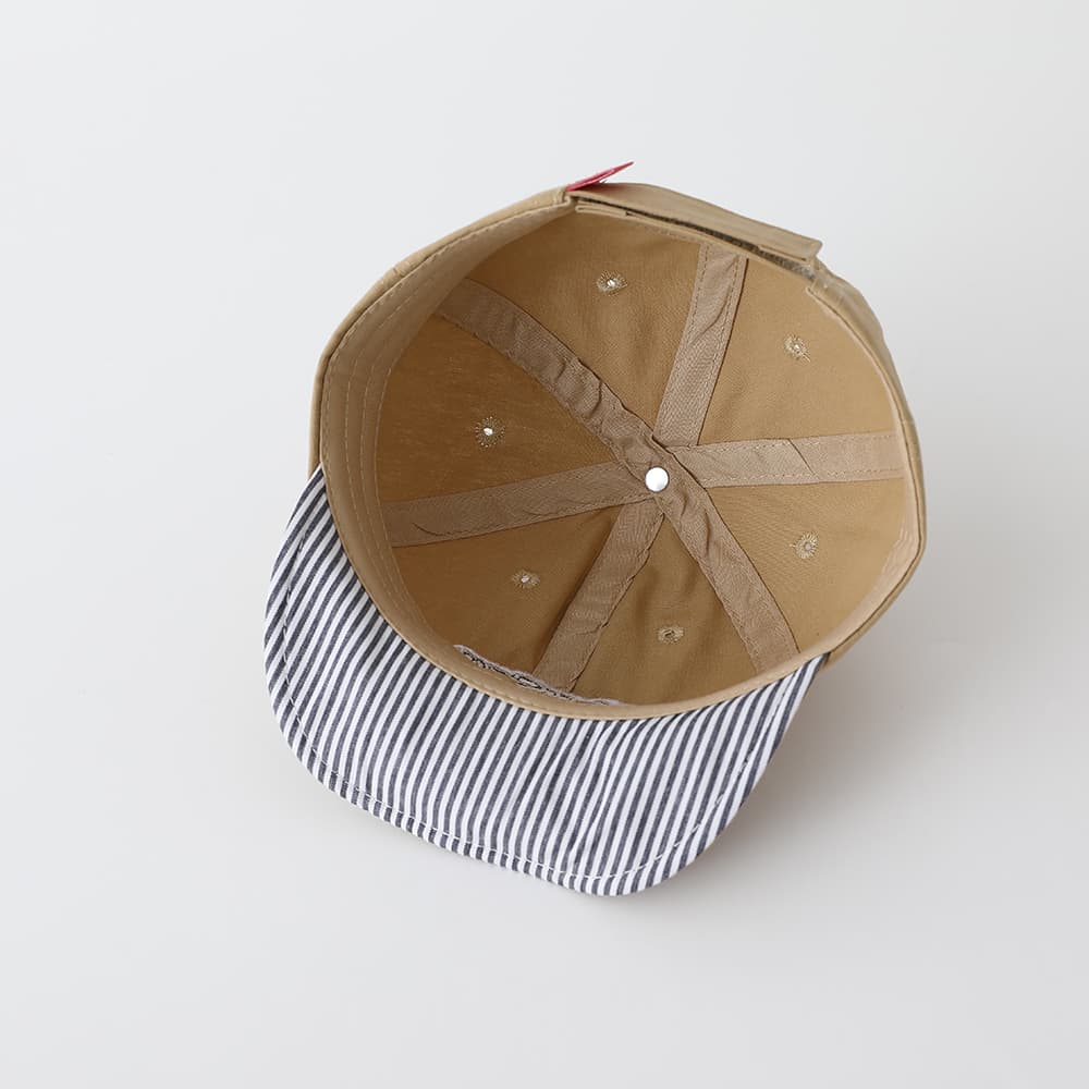 Children's Solid-color English Embroidered Adjustable Striped Brimmed Baseball Cap, Simple And Trendy, Suitable For Traveling, Shopping And Playing. 5