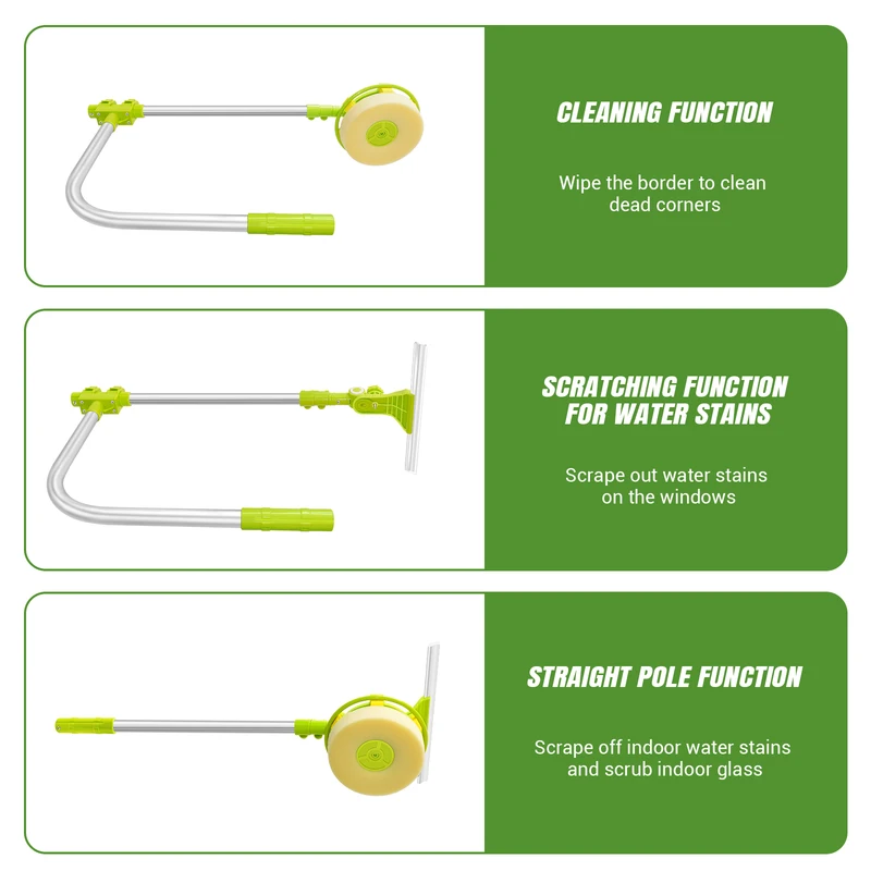 Telescopic Window Cleaning Tool High Rise Window Cleaner U Shape Smart Angle Adjust Wash Bar Cleaner With Squeegee 3