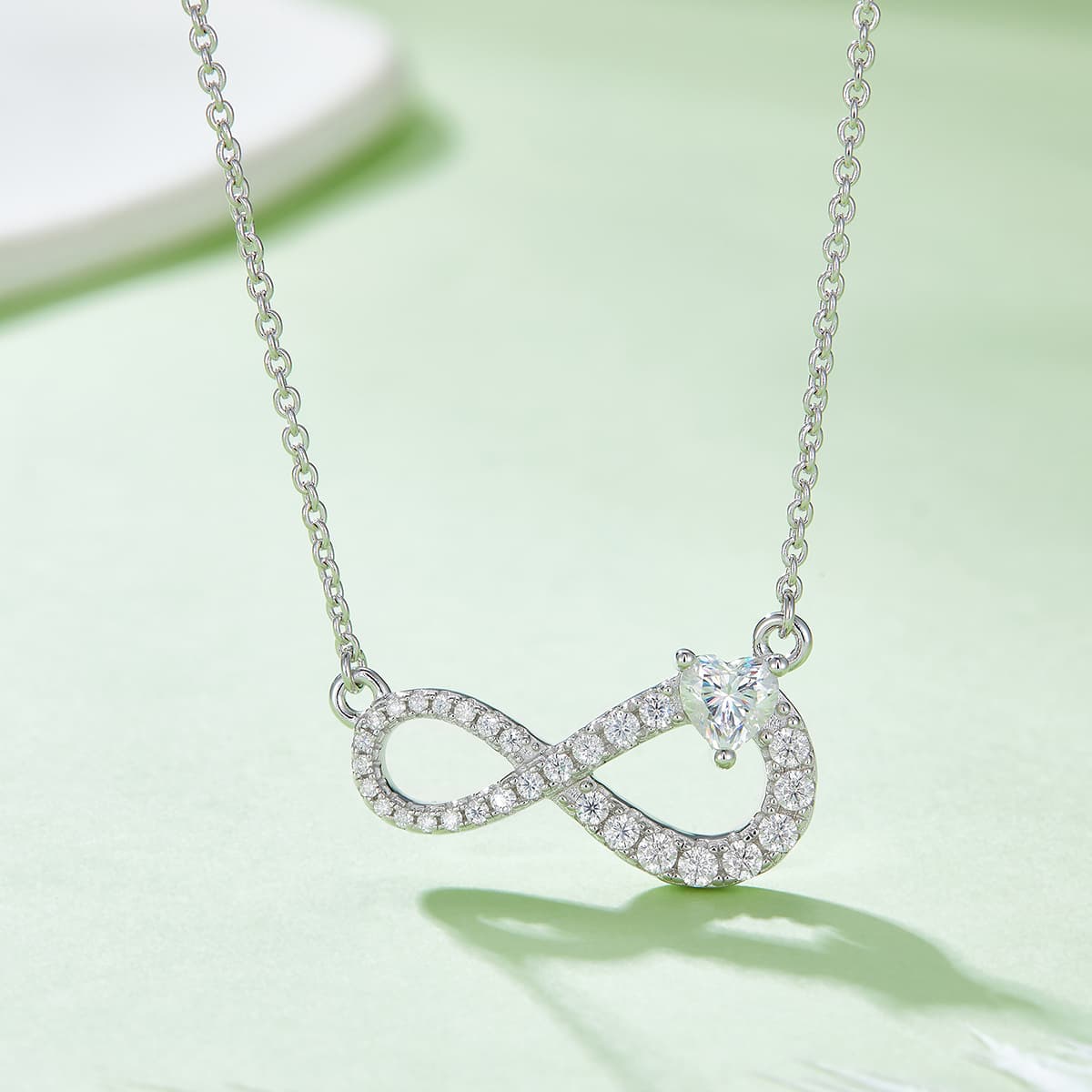 3.9g S925 Sterling Silver 29 Stone Moissanite Infinity Necklace 45cm Pave Pendant With GRA, Platinum Plated Romantic Gift Box Set For Women 5
