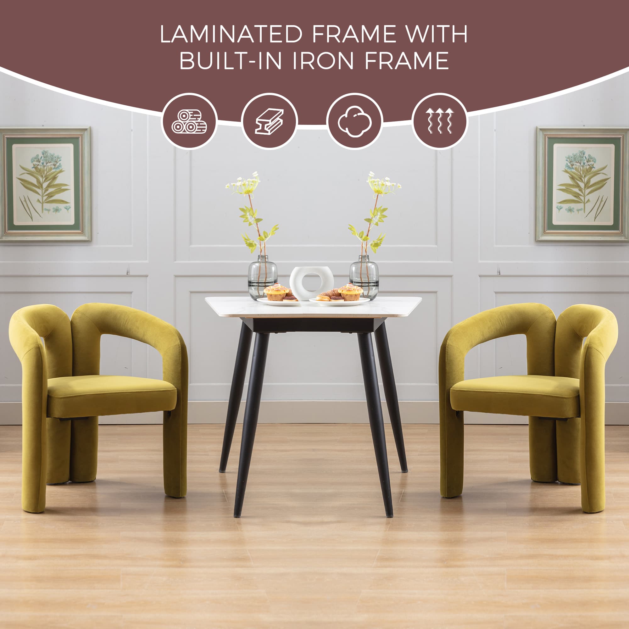 Contemporary Designed Velvet Fabric Upholstered Accent Dining Chair Barrel Side Chairs Kitchen Armchair For Living Room Set Of 2 Olive Velvet 5