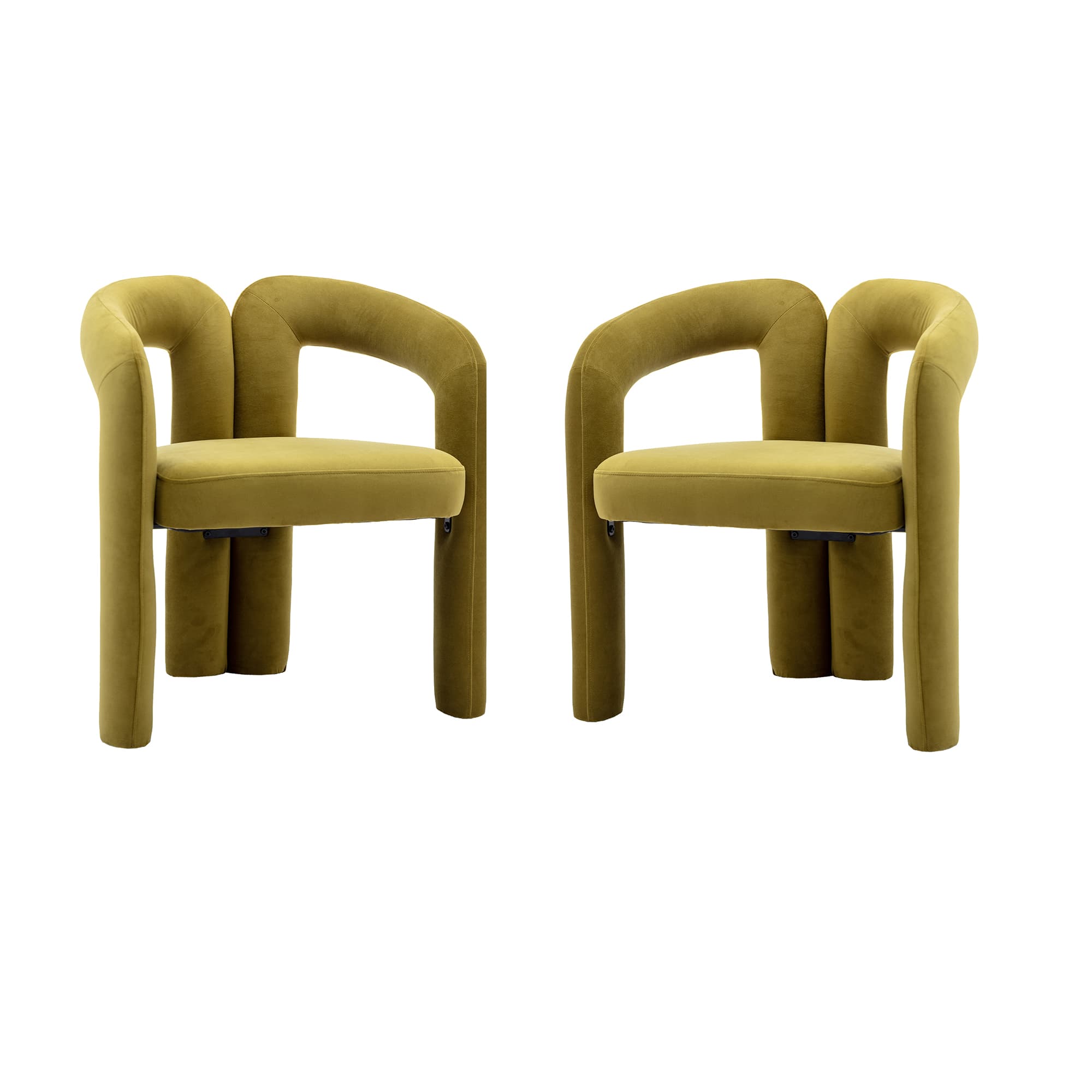 Contemporary Designed Velvet Fabric Upholstered Accent Dining Chair Barrel Side Chairs Kitchen Armchair For Living Room Set Of 2 Olive Velvet 2