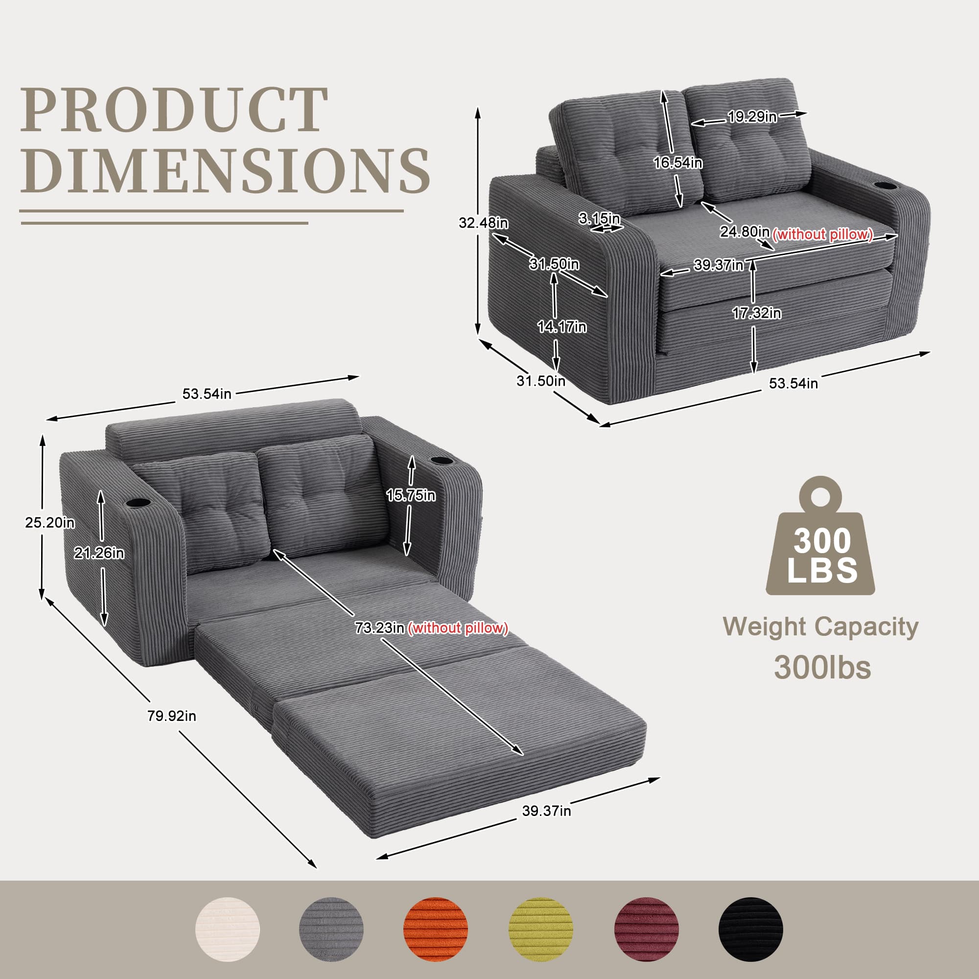 Convertible Sofa Bed,Expandable Double Sofa Bed, 2 In 1 Convertible Sofa Bed, Fold Out Floor Couch With Pillows For Living Room Bedroom Lounge 3