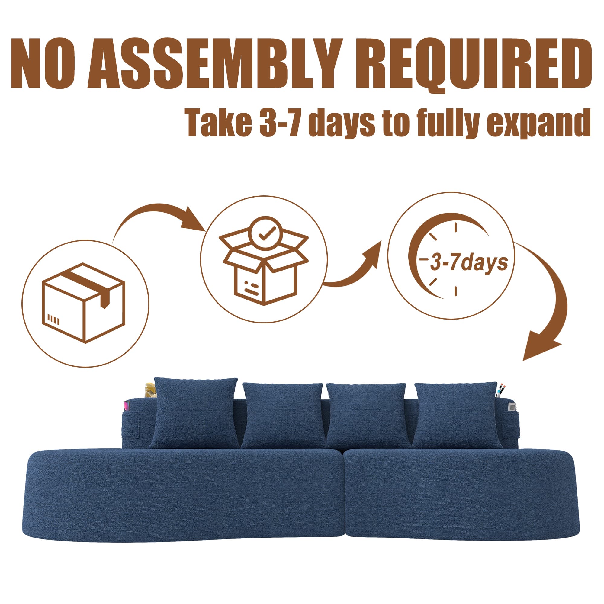 Modern Curved Sectional 3 Seat Minimalist Elegant Half Moon Sofa Compressed Modular Sectional Sofa For Living Room, Office, Apartment 5