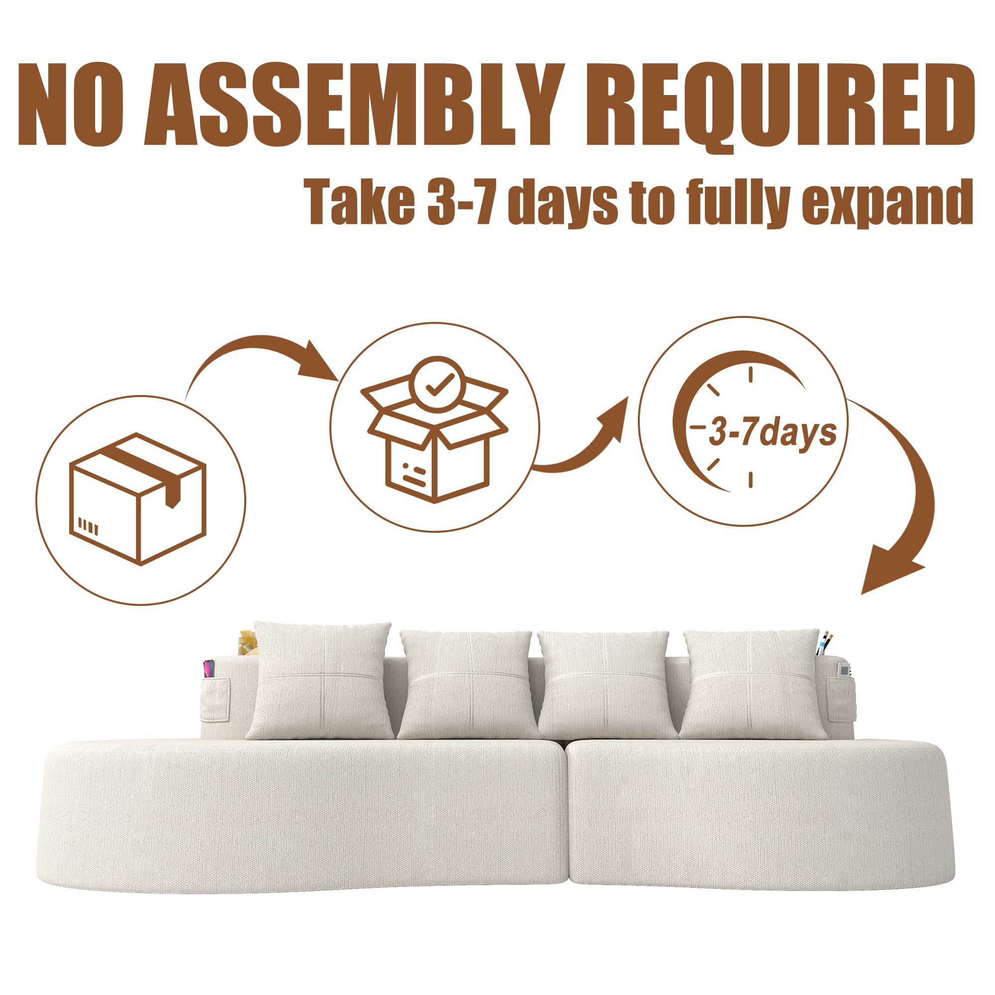 Modern Curved Sectional 3 Seat Minimalist Elegant Half Moon Sofa Compressed Modular Sectional Sofa For Living Room, Office, Apartment 2