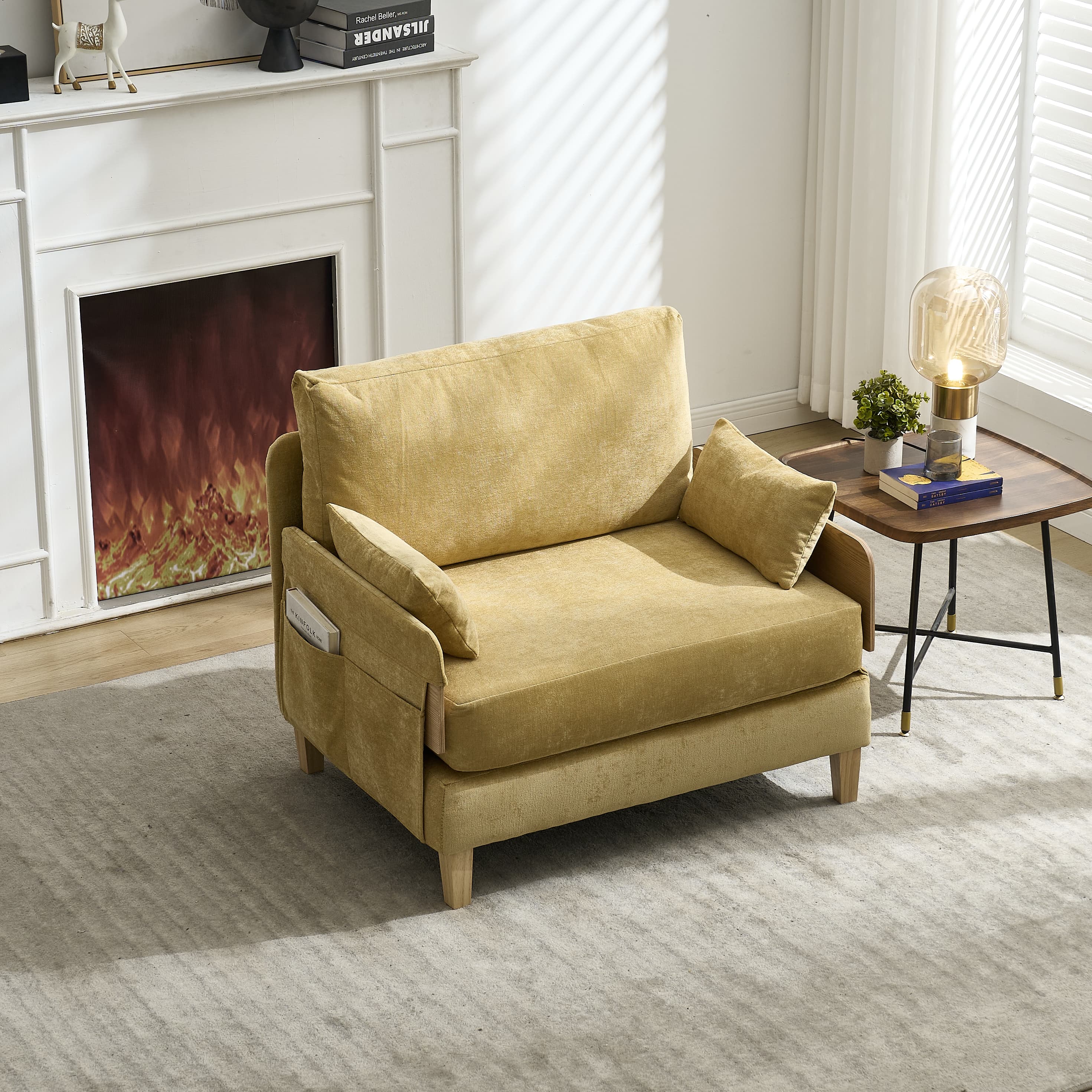 Foldable Sofa Bed Recliner, 3-in-1 Convertible Sleeper, Mid-century Modern Decor, Suitable For Small Spaces, With Three Pillows, Can Be Placed In The Bedroom Study Room Guest 2