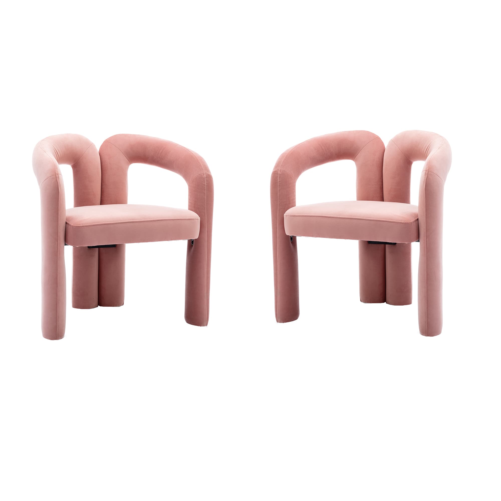 Contemporary Designed Velvet Fabric Upholstered Accent Dining Chair Barrel Side Chairs Kitchen Armchair For Living Room Set Of 2 Velvet 4
