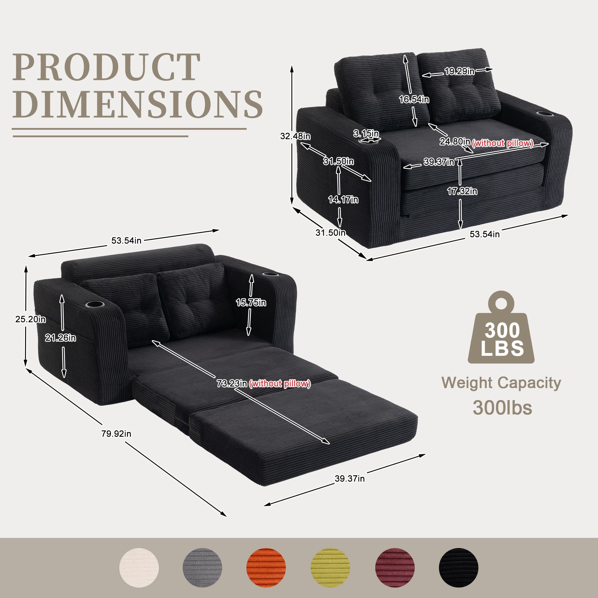 Convertible Sofa Bed,Expandable Double Sofa Bed, 2 In 1 Convertible Sofa Bed, Fold Out Floor Couch With Pillows For Living Room Bedroom Lounge 5