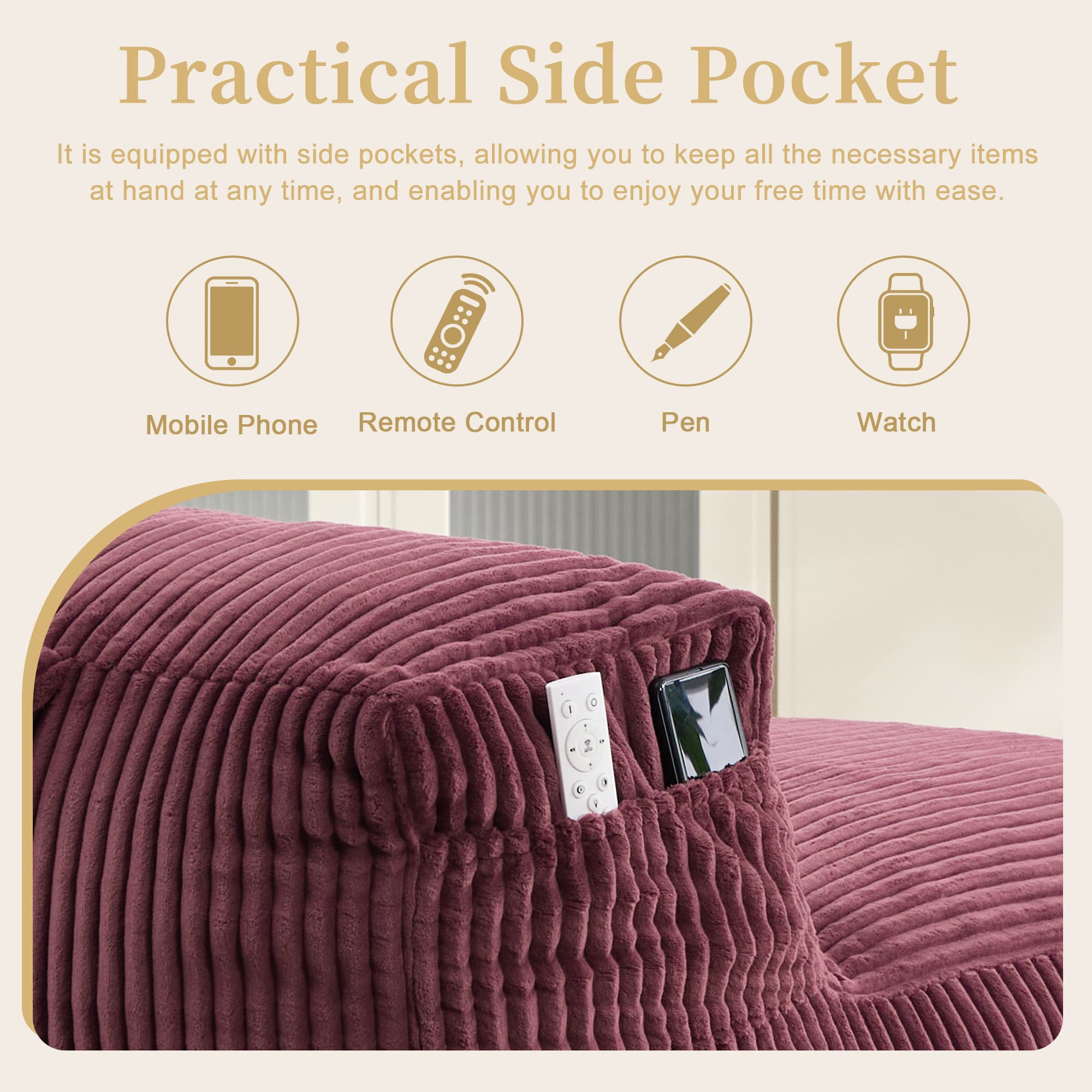 Big Bean Bag Chair For Adults,Lounger Large Bean Bag Sofa, Memory Foam Filled Beanbag Chair For Living Room, Bedroom, Balcony,Comfy Corduroy Bean Bag Chair With Ottoman,Ergonomic Support & Premium Com 4