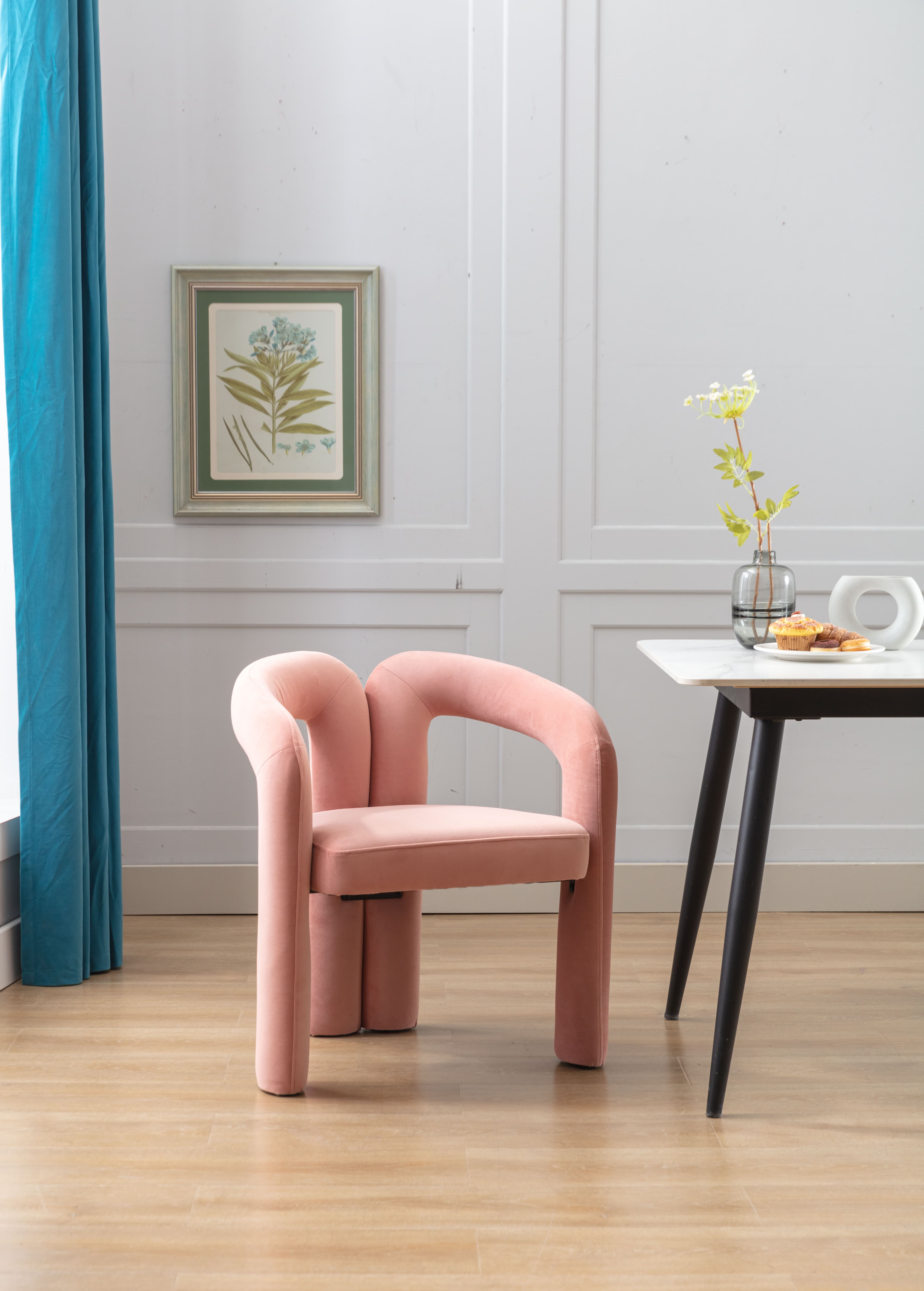 Contemporary Designed Velvet Fabric Upholstered Accent Dining Chair Barrel Side Chairs Kitchen Armchair For Living Room Set Of 2 Velvet 5