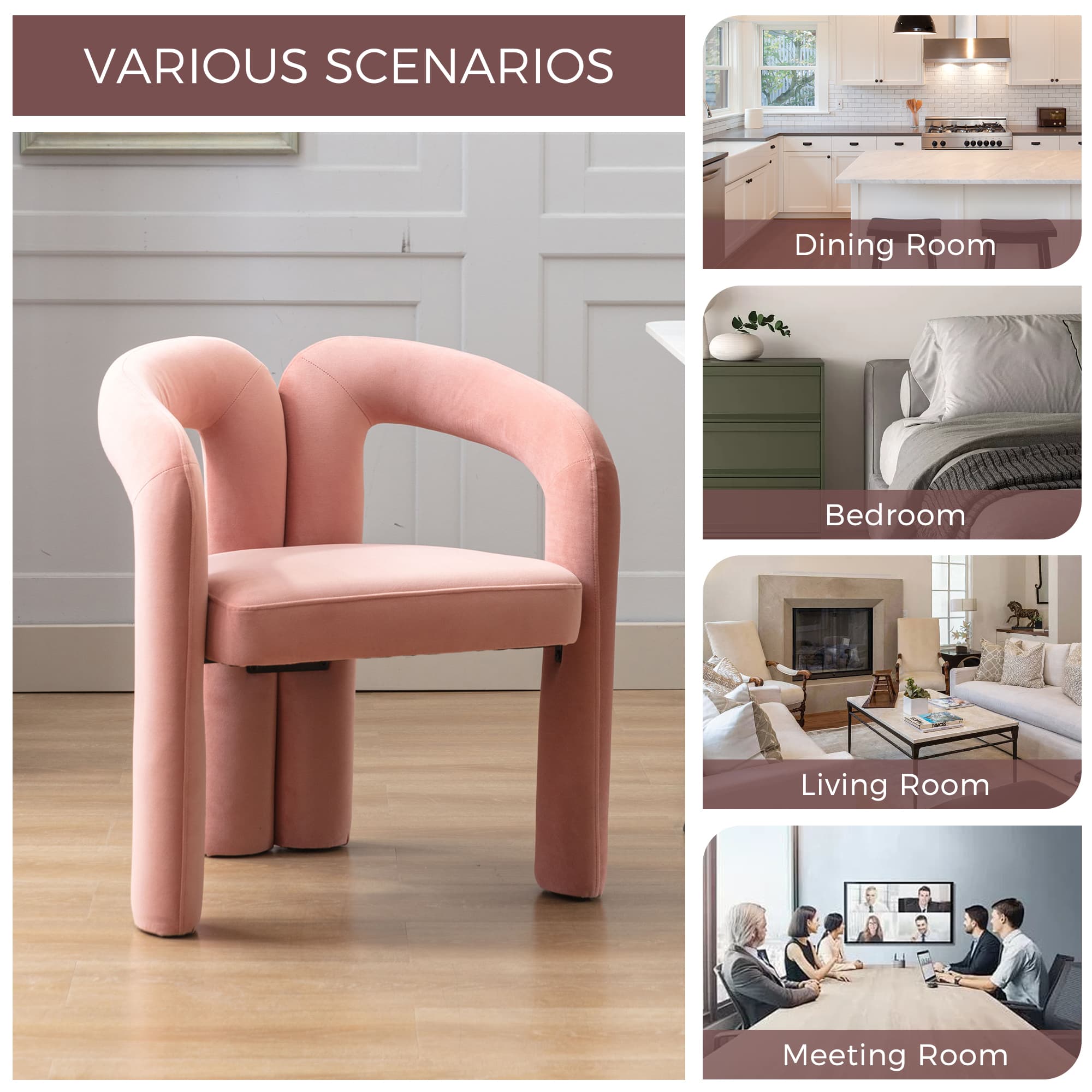 Contemporary Designed Velvet Fabric Upholstered Accent Dining Chair Barrel Side Chairs Kitchen Armchair For Living Room Set Of 2 Velvet 2
