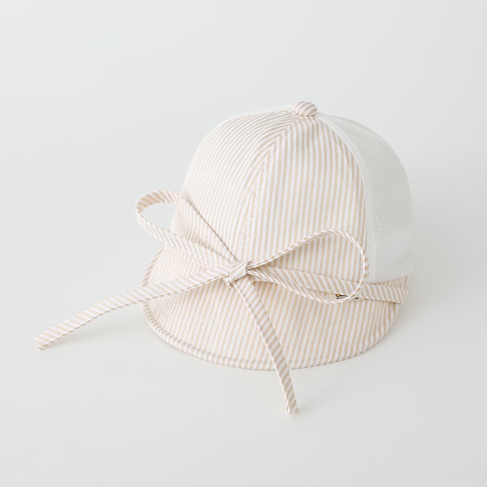Summer Boys And Girls' Striped Netted Baseball Cap With Drawstring And Bow Design - A Fresh Style For Outdoor Activities And Sun Protection, Baby Hat For Boys And Girls 3