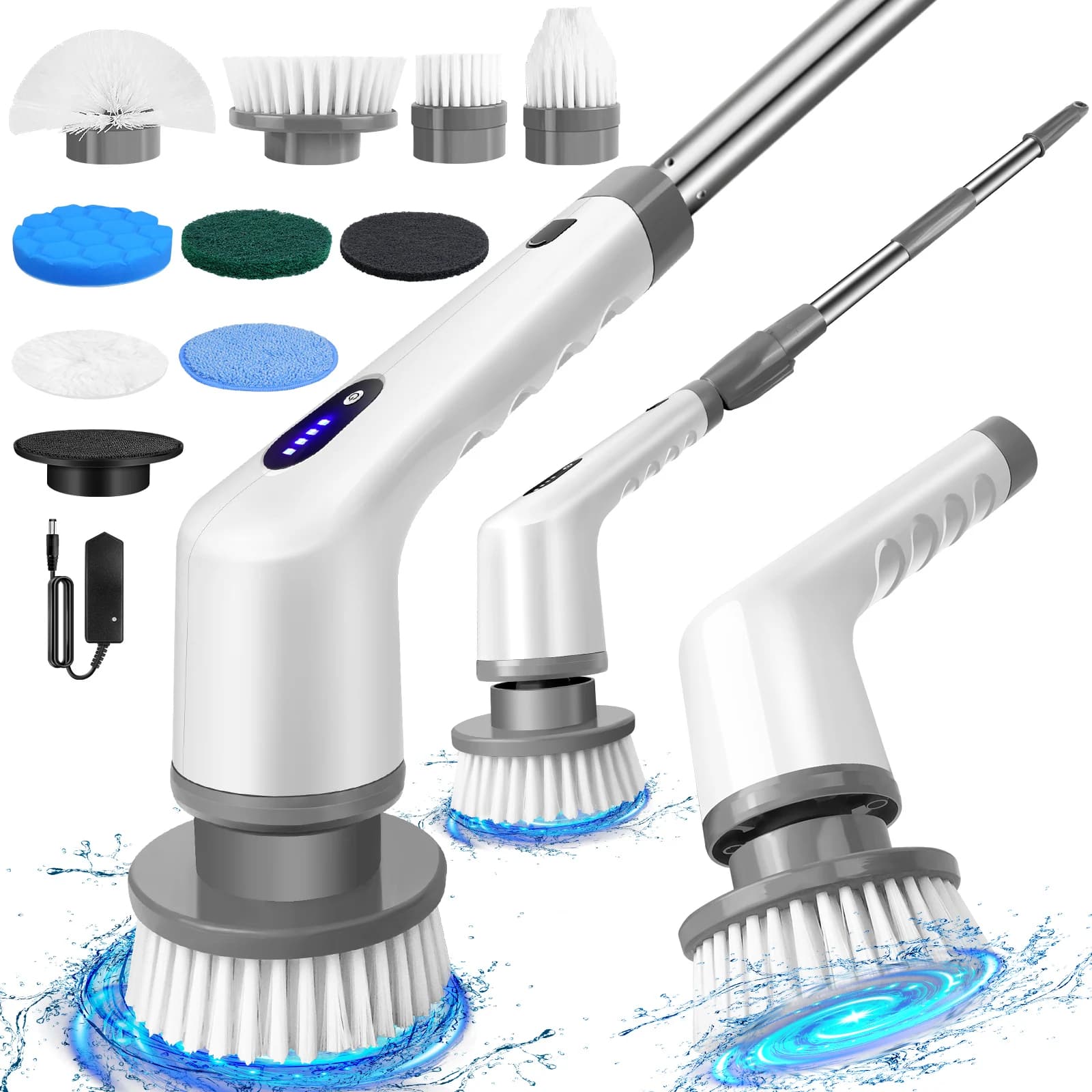 Electric Spin Scrubber,IPX7 Waterproof Bathroom Cleaning Brush With 2 Speed,9 Replaceable Brush Heads For Tub Shower Tile Floor 4