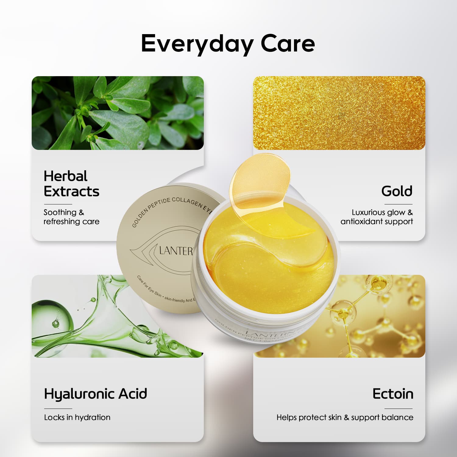 Golden Peptide Collagen Eye Mask, Moisturizing Eye Patches For Puffy Eyes And Dark Circles, 60PCS Hydrating Skincare 5