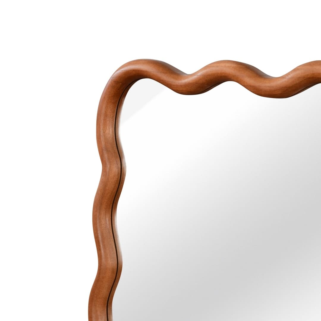 Yellowish Brown 20x30 Wavy Rectangle Solid Wood Frame Decorative Mirror,For Bedroom, Bathroom, Living Room, Entryway 13