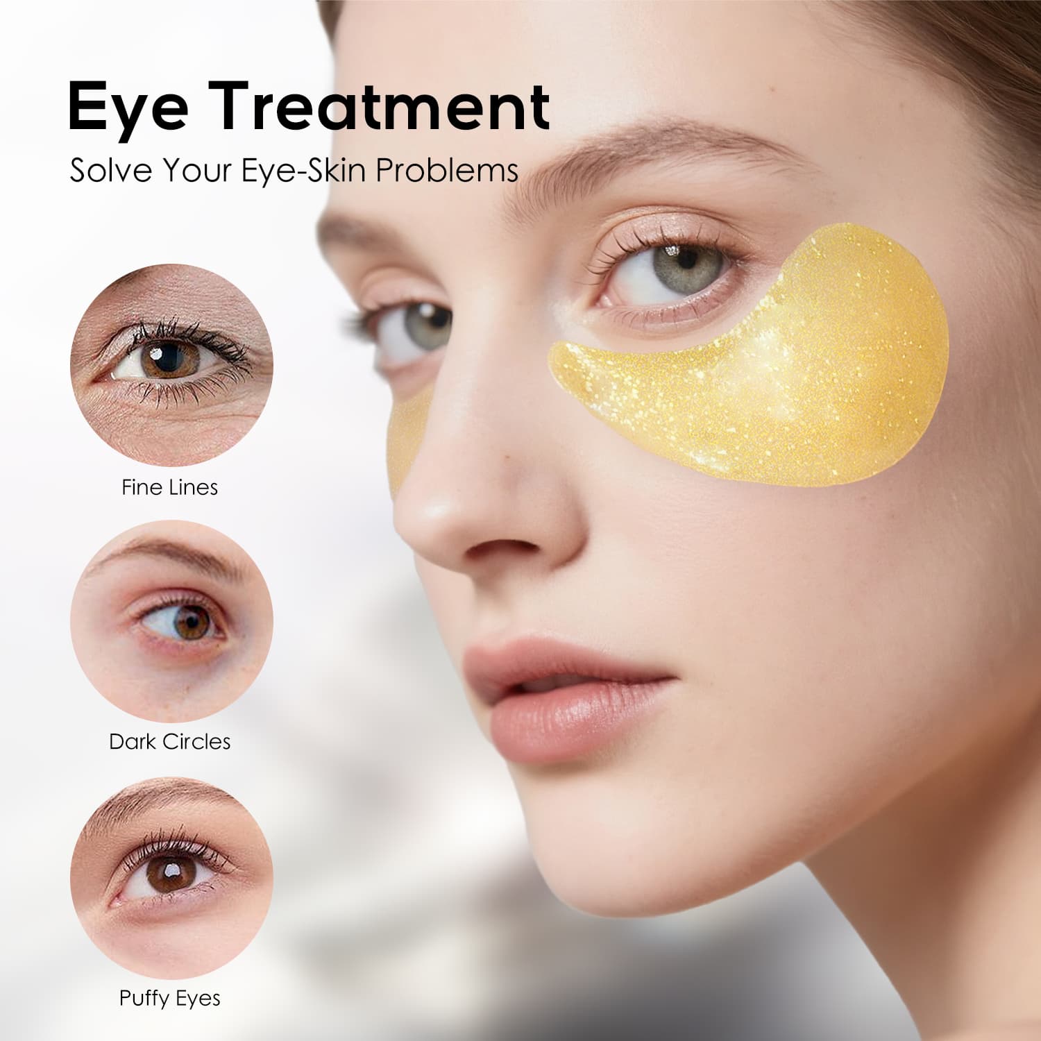 Golden Peptide Collagen Eye Mask, Moisturizing Eye Patches For Puffy Eyes And Dark Circles, 60PCS Hydrating Skincare 7