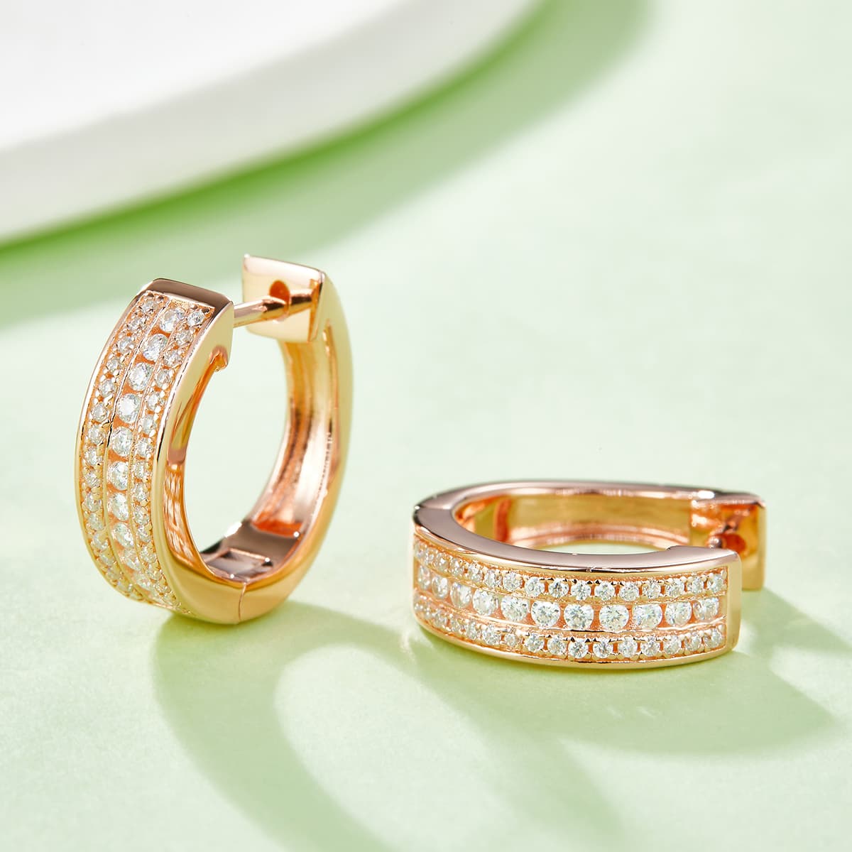 4.1g S925 Sterling Silver 86 Stone Moissanite Hoop Earrings Chunky Pave Huggie Hoops With GRA Certificate, Platinum Plated Jewelry Gift Box Set For Women 7