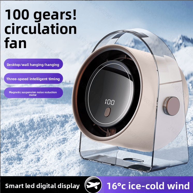 Summer New Circulating Fan, Multi-speed Adjustment, Wall & Desktop Dual Use, USB Rechargeable Mini Fan With Digital Display, High Power Cooling Fan For Home & Office 4