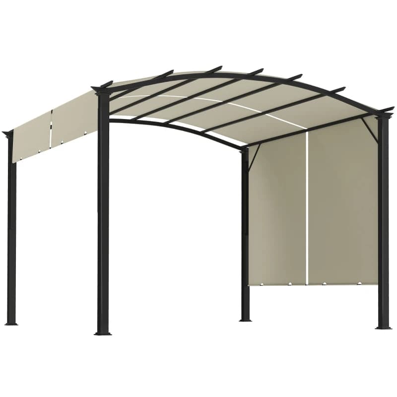 11' X 11' Outdoor Retractable Pergola Canopy For Backyard, Beige 2