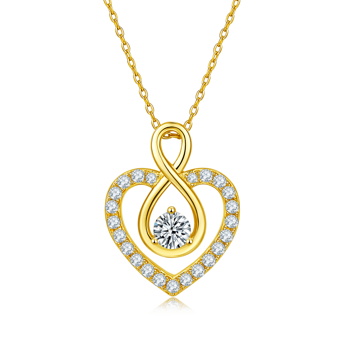 4.6g S925 Sterling Silver 1CT Moissanite Infinity Heart Necklace 45cm 23 Stone Pave Pendant With GRA, Platinum Plated Romantic Gift Box Set For Women 7