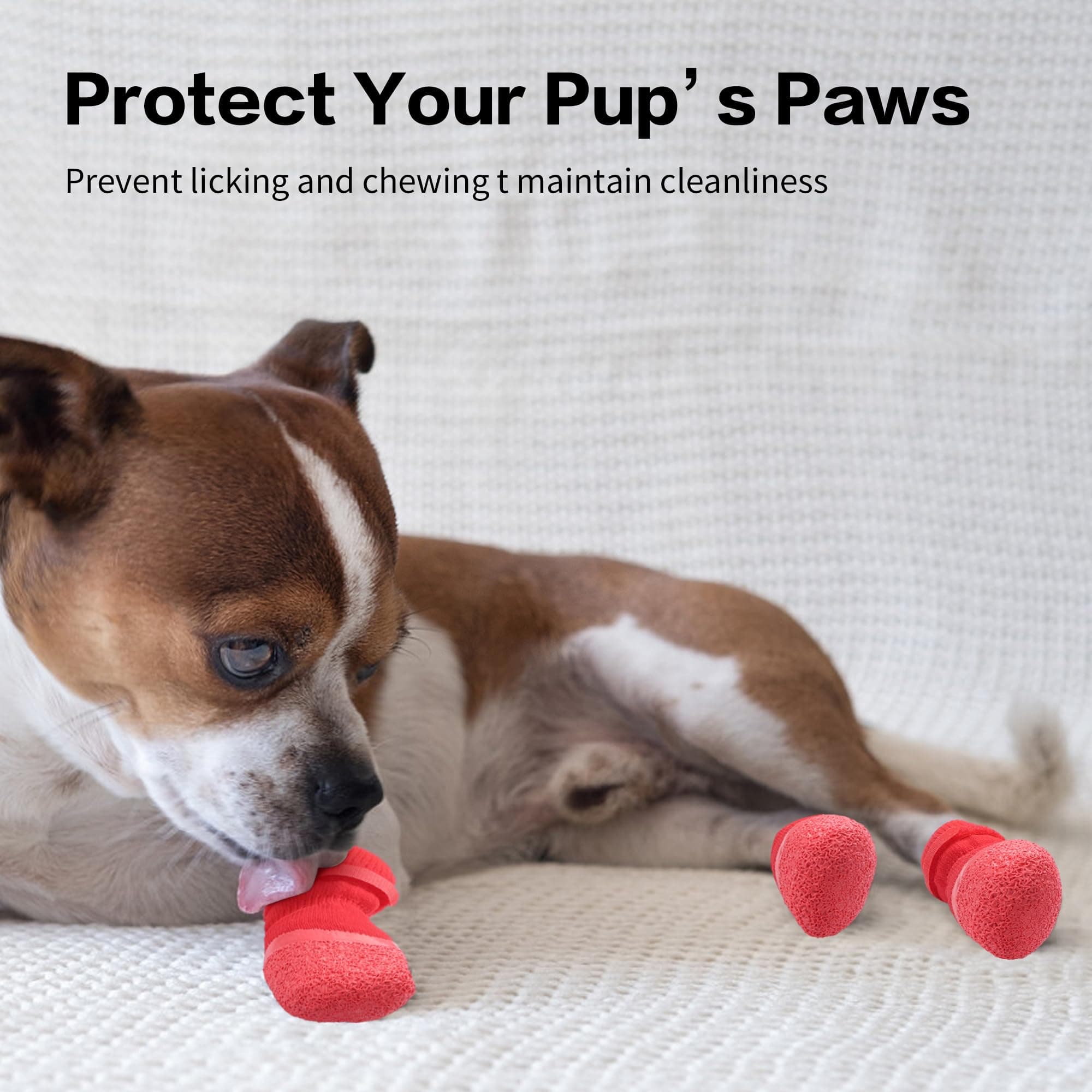 Anti Slip Dog Socks For Hardwood Floors To Prevent Licking Paws, Dog Shoes For Hot Pavement Double Sides Dog Boots & Paw Protectors Booties -4Pcs 6