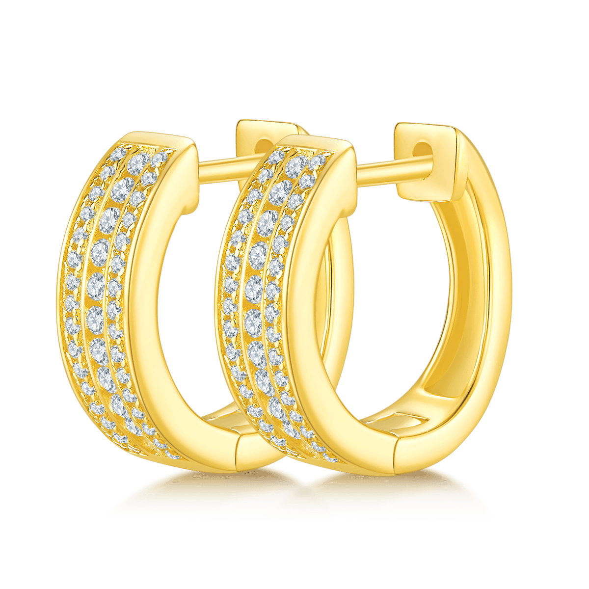 4.1g S925 Sterling Silver 86 Stone Moissanite Hoop Earrings Chunky Pave Huggie Hoops With GRA Certificate, Platinum Plated Jewelry Gift Box Set For Women 5